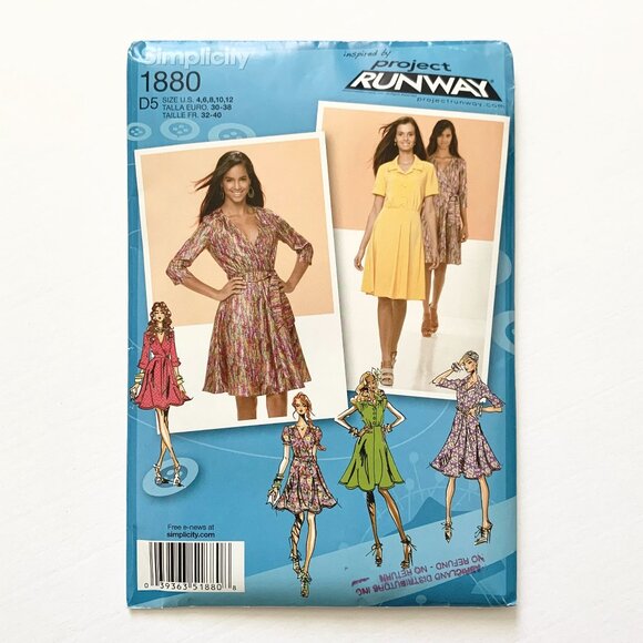 Simplicity Project Runway Dress Tie Belt Sewing Pattern 1880 Size D5 4-12 Uncut - Picture 1 of 5